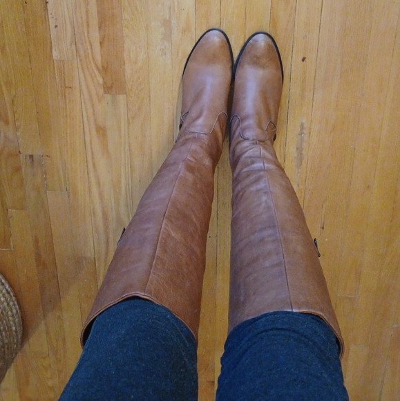 ⚡️SALE⚡️Davos Gomma Brown Leather Knee High Boots - Picture 4 of 13